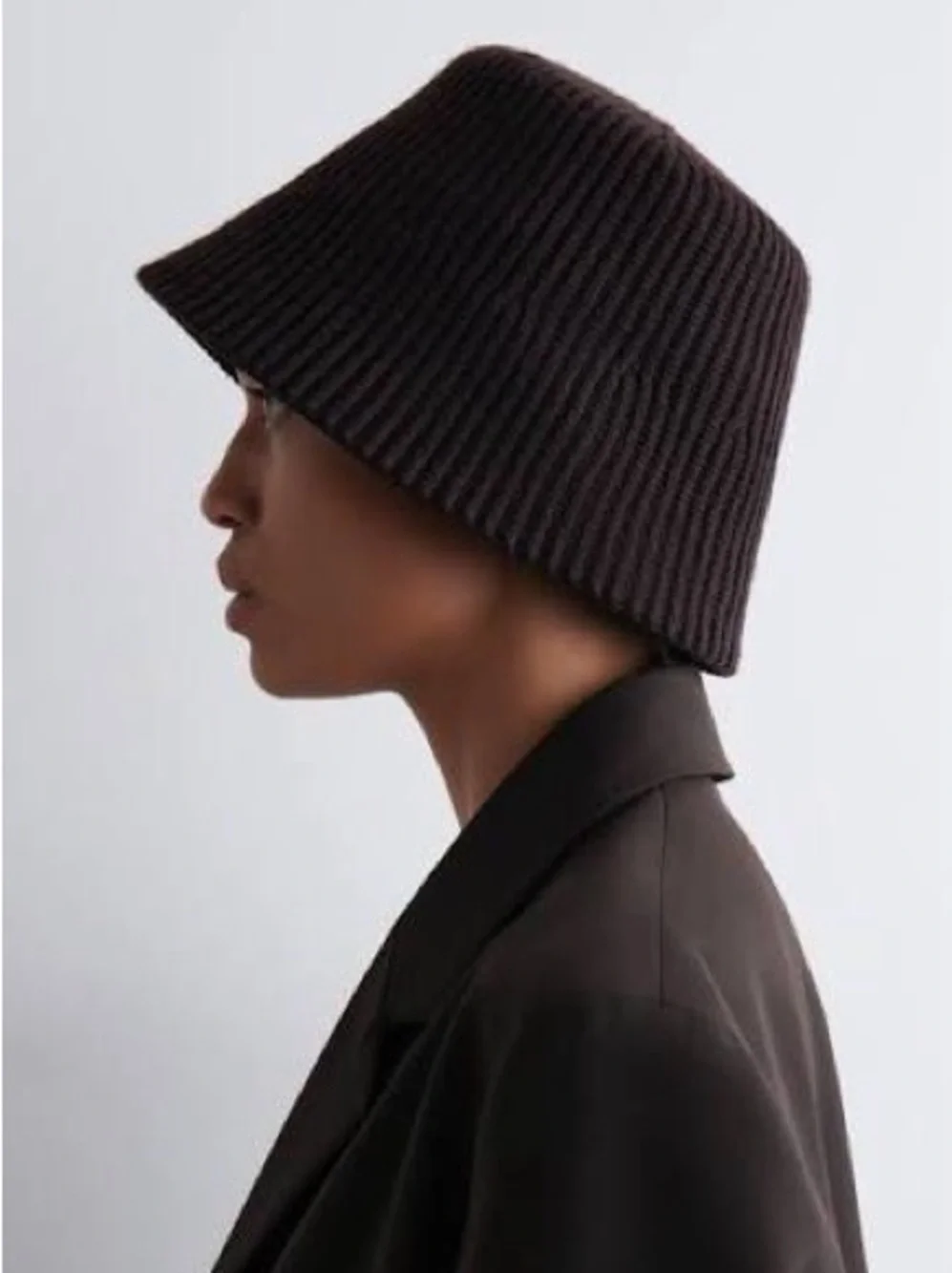 Cos Black Ribbed Wool Blend Bucket Hat - Picture 5 of 5